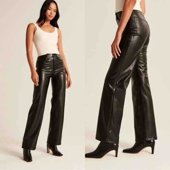 Abercrombie & Fitch Pants - NWT Abercrombie & Fitch Faux Leather The 90s Relaxed Jean Ultra High Rise 33/16
